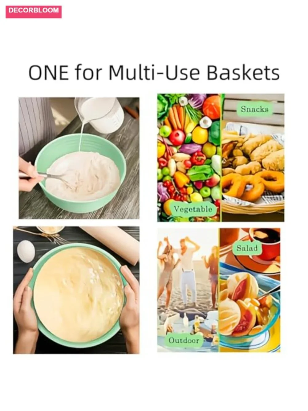 Collapsible Sourdough Bread Proofing Basket Banneton Oval Silicone Baking Tool